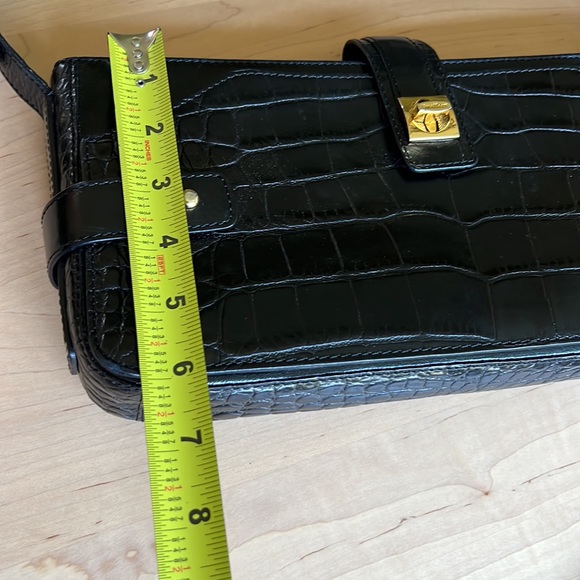 COLE HAAN Saddle Stamped Croc Handbag Purse - Picture 10 of 12